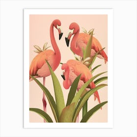 Chilean Flamingo Bromeliads Minimalist Illustration 4 Art Print