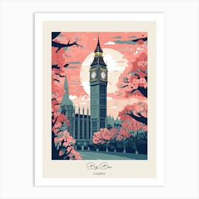 Big Ben, London   Cute Botanical Illustration Travel 2 Poster Art Print