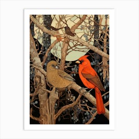Art Nouveau Birds Poster Cardinal 1 Art Print