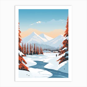 Retro Winter Illustration Banff Canada 1 Art Print