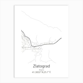 Zlatograd,Bulgaria Minimalist Map Art Print