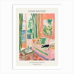 Henri Matisse Cat Sofa Painting Tropical Pink Room Art Print