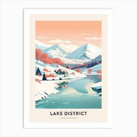 Vintage Winter Travel Poster Lake District United Kingdom 3 Art Print