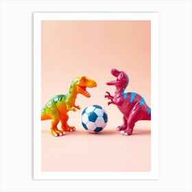 Toy Dinosaur Playing Football 2 Art Print