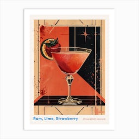 Art Deco Strawberry Daiquiri 1 Poster Art Print