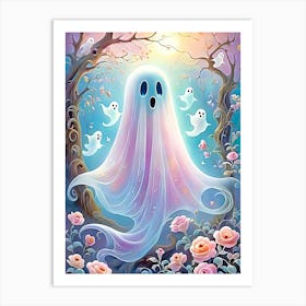 Ghost in the flower forest Art Print