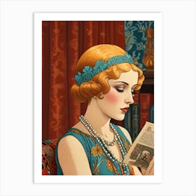 Lady Reading A Book Art Print