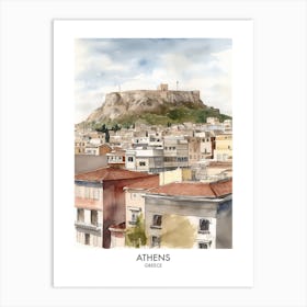 Athens Watercolour Travel Poster 2 Art Print