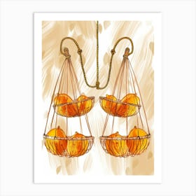 Oranges In Baskets Art Print