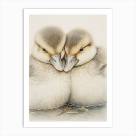 Cute Duckling Realistic Illustration Art Print