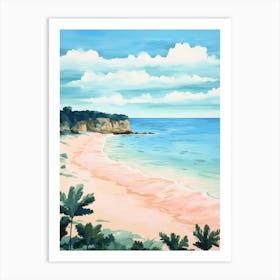 Beach Painting Landscape. Gouache Vintage Travel Art Print