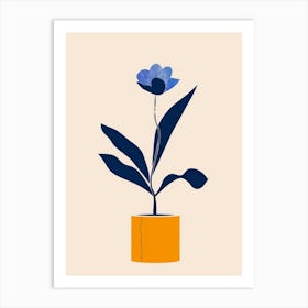 Blue Flower In A Pot Art Print