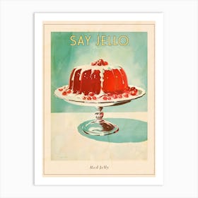 Red Jelly With Cherries Vintage Cookbook Style Illustration Poster Art Print