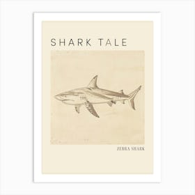 Zebra Shark Vintage Illustration 2 Poster Art Print
