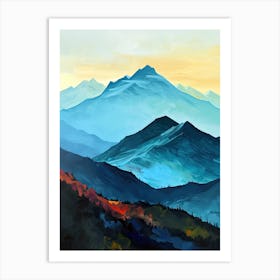 Tranquil Tempest: Minimalist Mountains Art Print