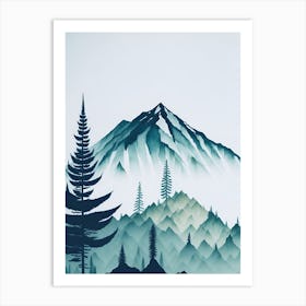 Mountain And Forest In Minimalist Watercolor Vertical Composition 222 Art Print
