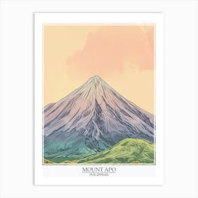Mount Apo Philippines Color Line Drawing 7 Poster Art Print