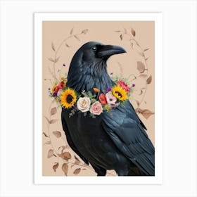 Crow With Flowers 6 Art Print