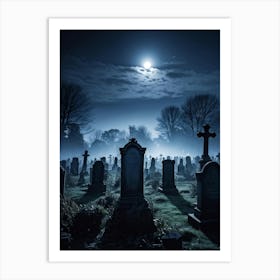 Graveyard At Night 27 Art Print