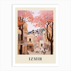 Izmir Turkey 3 Vintage Pink Travel Illustration Poster Art Print