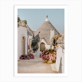 Trulli Houses with purple flowers in Alberobello, Puglia, Italy | Architecture and travel photography 1 Art Print
