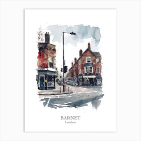Barnet London Borough   Street Watercolour 4 Poster Art Print