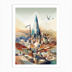 Madrid, Spain, Geometric Illustration 4 Art Print