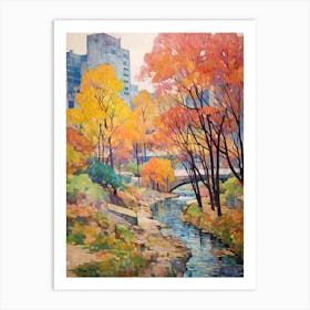 Autumn City Park Painting Cheonggyecheon Park Seoul Art Print