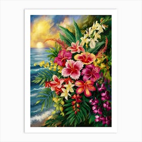 Flowers By The Sea Art Print