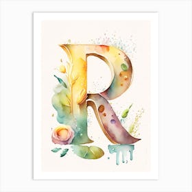 R  Letter, Alphabet Storybook Watercolour 3 Art Print