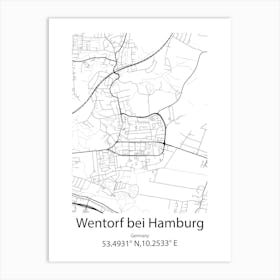 Wentorf Bei Hamburg,Germany Minimalist Map Art Print