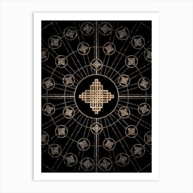 Geometric Glyph Radial Array in Glitter Gold on Black n.0090 Art Print
