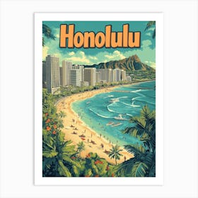 Honolulu - Urban Hawaii Beach Art Print