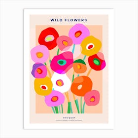 Minimal Floral bouquet Matisse Peach Fuzz Art Print