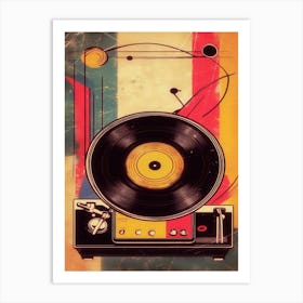 Record Turntable Vintage Scratched Retro 70s Art Print