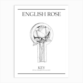 English Rose Key Line Drawing 2 Poster Art Print