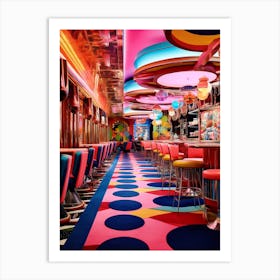 Retro Diner Colourful Futurism 2 Art Print