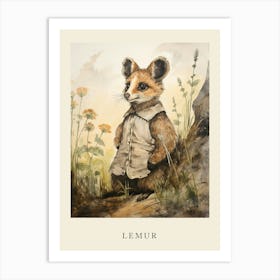 Beatrix Potter Inspired  Animal Watercolour Lemur Art Print