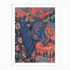 Cow In The Forest Art Print