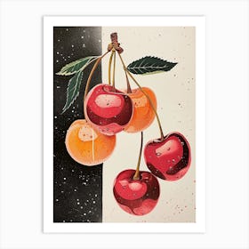 Art Deco Abstract Cherries Art Print