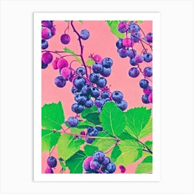 Boysenberry 1 Risograph Retro Poster Fruit Art Print