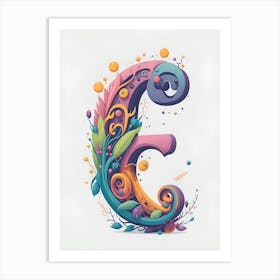 Colorful Letter E Illustration 79 Art Print