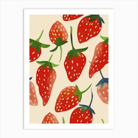 Strawberry Pattern Illustration 6 Art Print