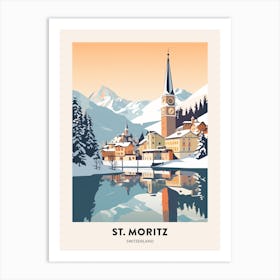 Vintage Winter Travel Poster St Moritz Switzerland 2 Art Print