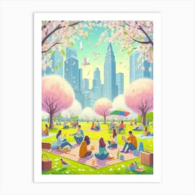 Cherry Blossoms In The Park Art Print