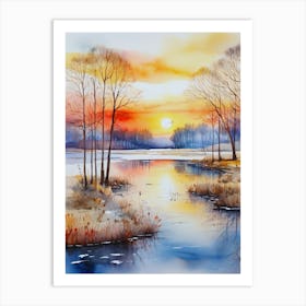 Sunset By The Lake 4 Art Print