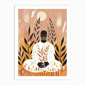 Meditating Man In The Field Art Print