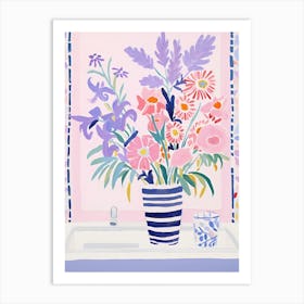 A Vase With Lavender, Flower Bouquet 1 Art Print