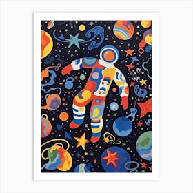 Astronaut Colourful Illustration 10 Art Print