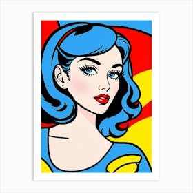 Vintage Vibrance: Halftone Mastery of Feminine Grace Pop Girl Art Print